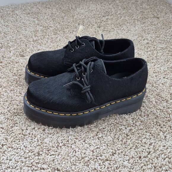 Dr Martens 1461 Quad Calf Hair Derby Oxford Shoes Black Size W7/M6 - Picture 2 of 6